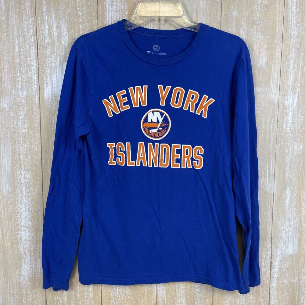 NY Islanders Logo Fanatics Brand Long Sleeve Blue T-Shirt - Size S